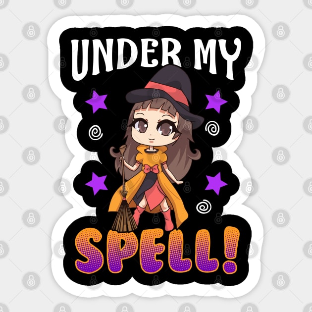 Under my Spell Cute & Funny Halloween Witch Sticker by creative